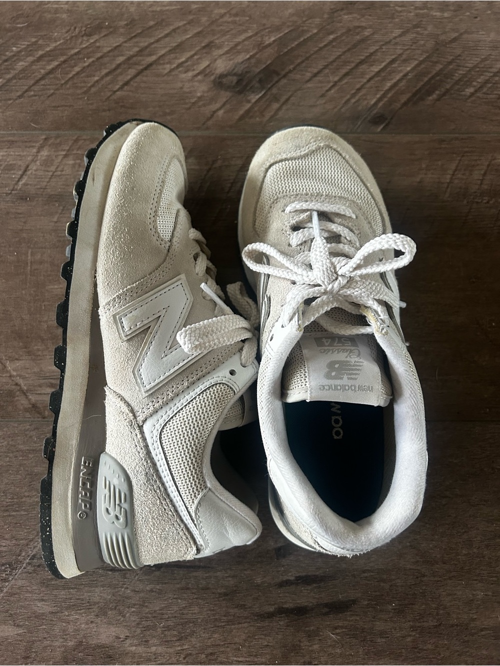 New Balance Women’s Off-White Suede & Mesh Sneakers
